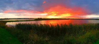 Sunset over the water